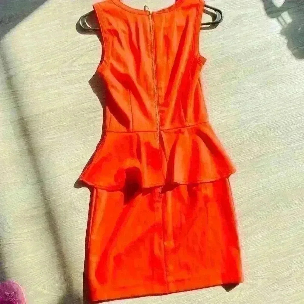 H&M  ORANGE DRESS Y2K GOLD ZIPPER SIZE 2